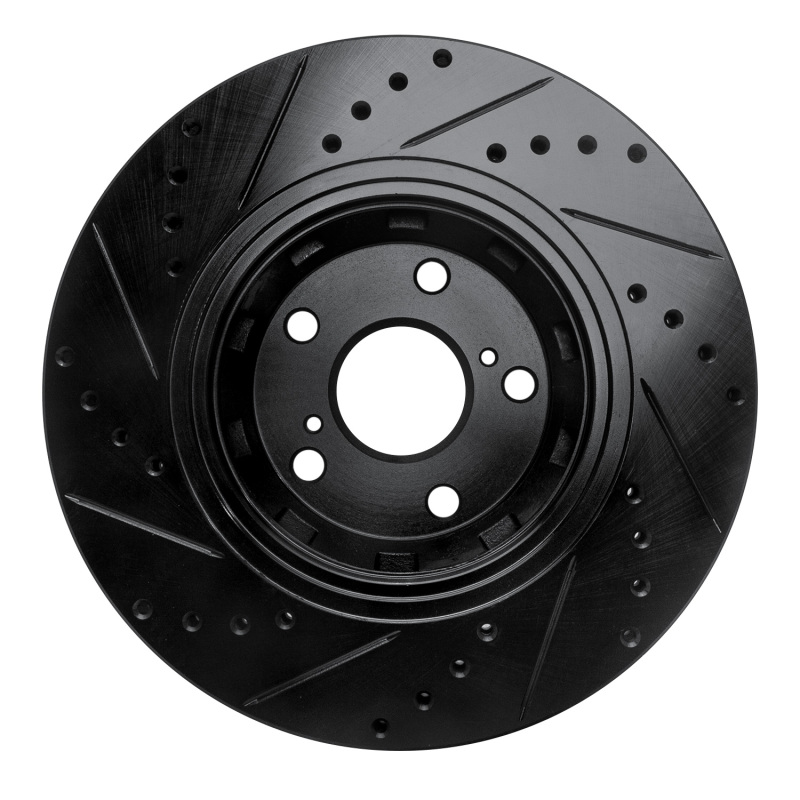Toyota Venza Brake Rotor (1) - Front Right - R1 Concepts - Drilled & Slotted - Black - `09-`15